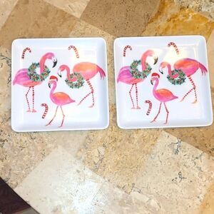 C&C California flamingo square snack plates